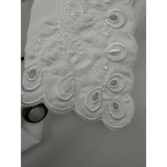 Vintage Nikki Ivory Short Sleeve Blouse Womens 11/12 Lace Collar Button Front - Picture 5 of 6